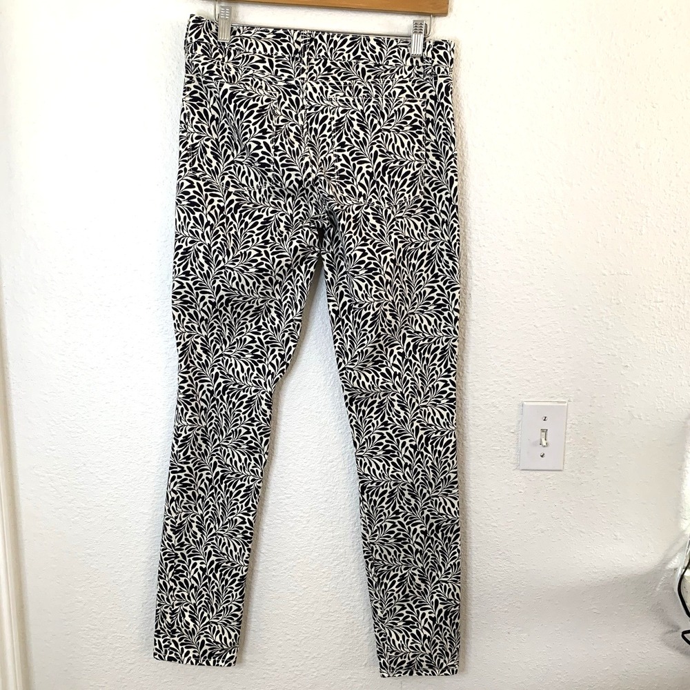 J Crew Midrise Toothpick Pants Black White Floral Print Size 29 - Picture 2 of 8